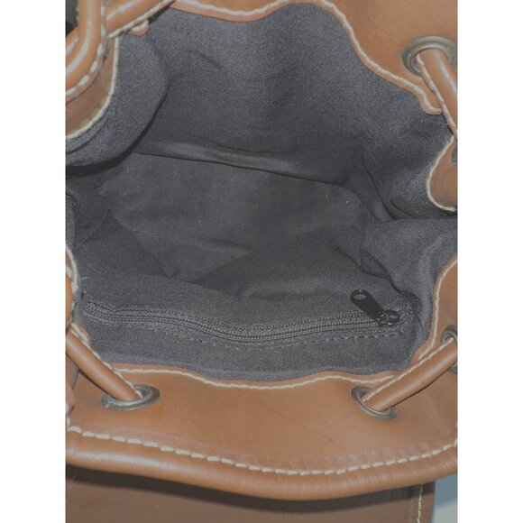 Vintage Esprit Plaid Mini Backpack Navy Brown Hobo Bag Crossbody Removable Strap - Picture 4 of 7